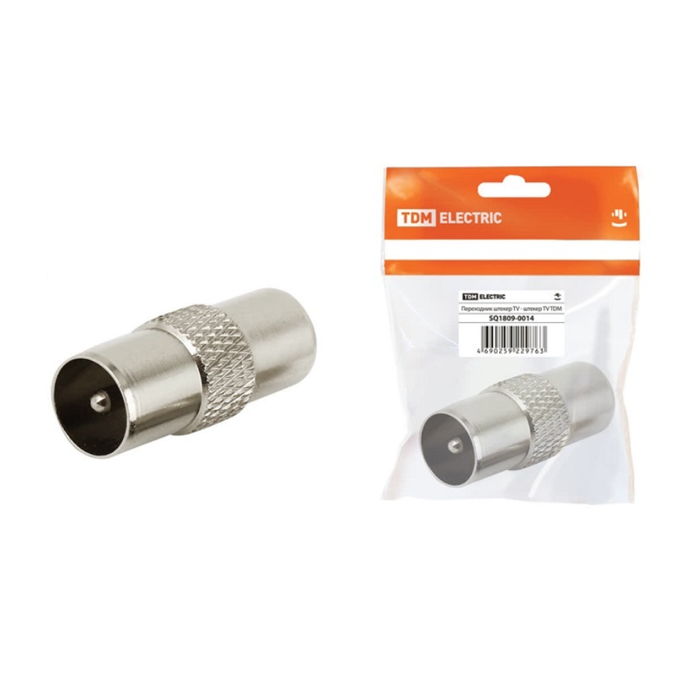 Переходник штекер TV-штекер TV, металл TDM 161649