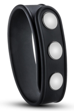 Черное эрекционное кольцо на кнопках (Цвет: черный)