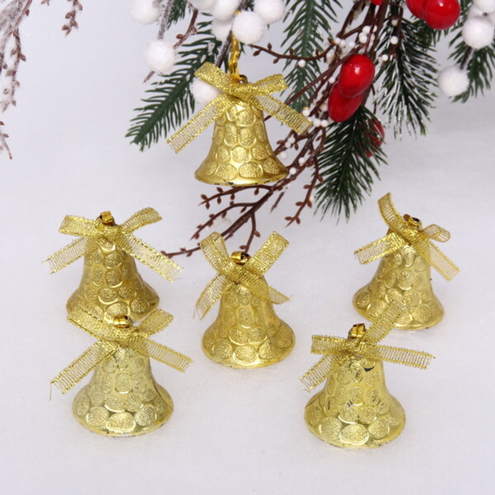 Украшение «Колокольчики» 3,5 см (набор 6шт), Золото