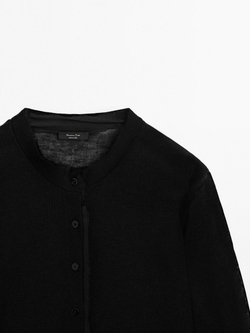 Massimo Dutti Легкий кардиган с эффектом потертости, черный