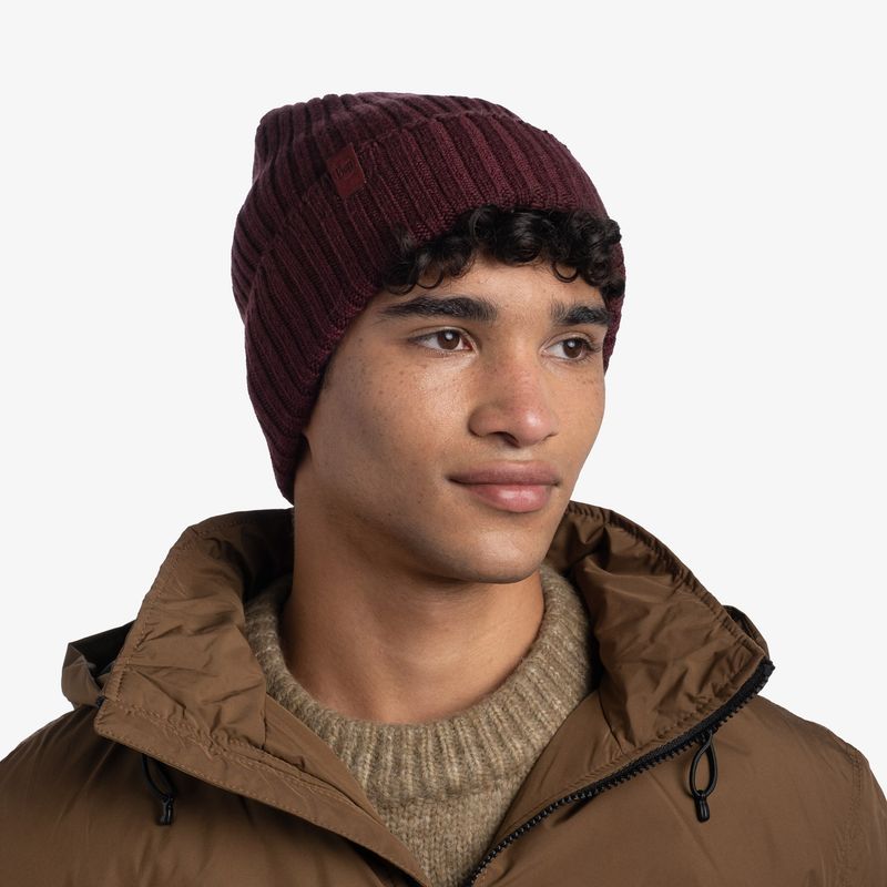 Вязаная шерстяная шапка Buff Hat Wool Knitted Norval Maroon Фото 3