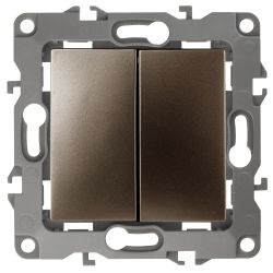 12-1104-13 ЭРА Выключатель двойной, 10АХ-250В, IP20, Эра12, бронза | Эра 12 Бронза