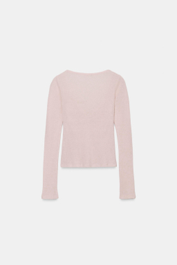ZARA КАРДИГАН С КОНТРАСТНЫМ КРУЖЕВНЫМ ТОПОМ, РОЗОВЫЙ МЕЛАНЖ