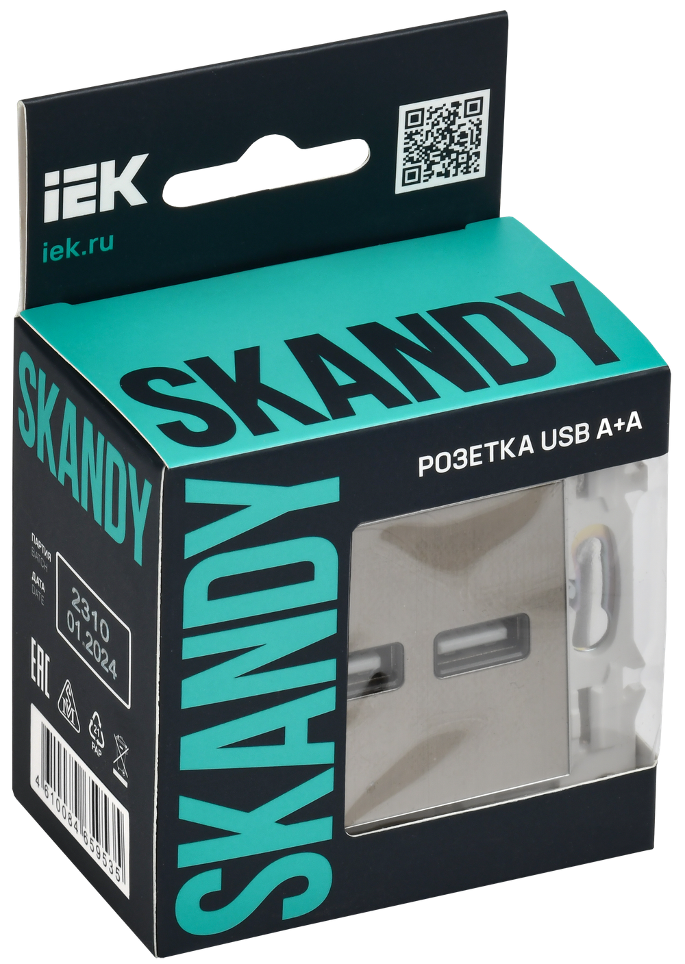 SKANDY Розетка USB A+A 3,1А SK-R15N металл никель IEK