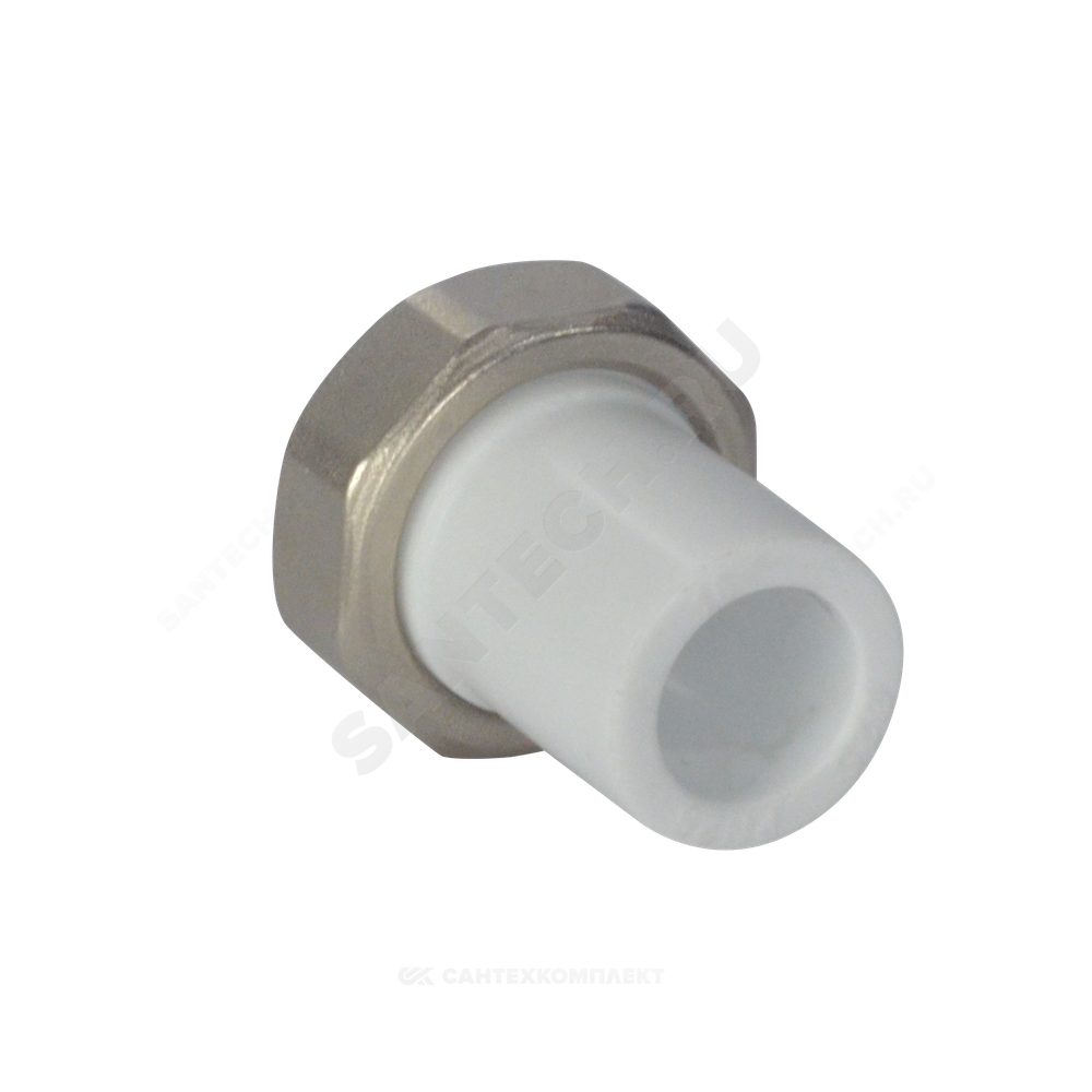 Штуцер PP-R комбинированный белый Дн 32х1 1/4" с накидной гайкой VALFEX 10136032