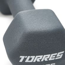 Гантель TORRES 3 кг, PL522503, металл в неопреновой оболочке, форма шестигранник, серый
