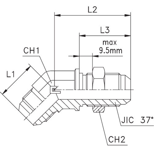 Соединение PD45 JIC 9/16"