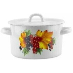 Кастрюля эмалированная 2л без ободка «Смородина» белая 01-1610.1/4