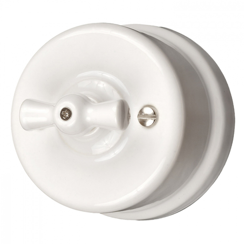 Выключатель 1кл. проходной, керамика, цвет белый B1-201-01