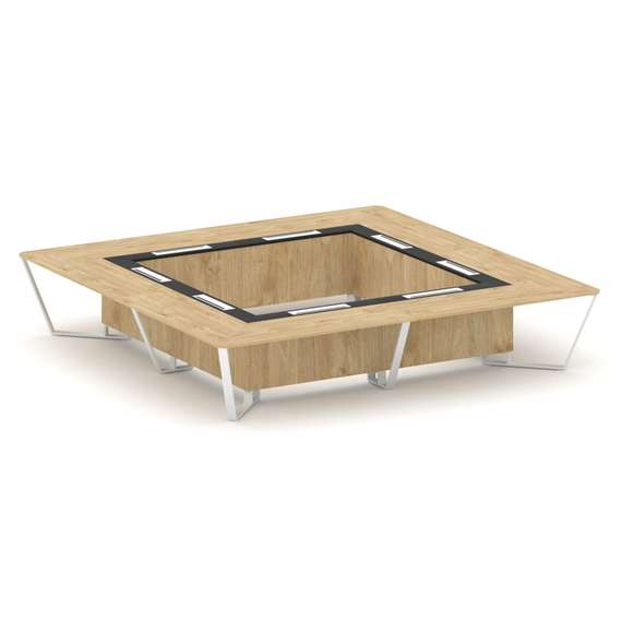 Steel Meet Стол переговорный квадратный KMK-PR.B.SP-20K2 Тиквуд Светлый/Графит Глянец/Металл Белый 4