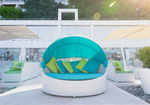 Лаунж-диван плетеный Tagliamento Shell-sunshade, белый, бирюза