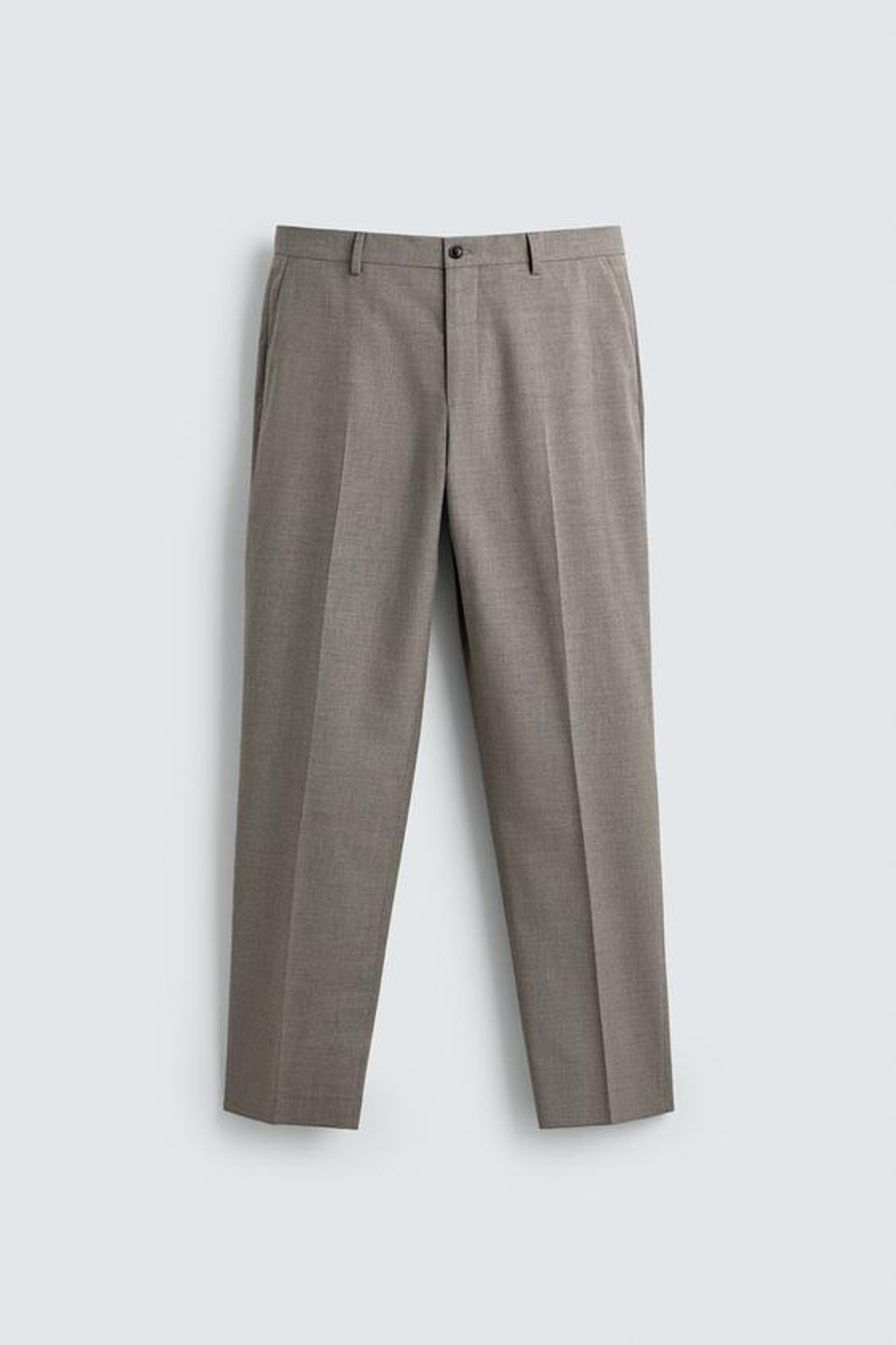 ZARA КОСТЮМНЫЕ БРЮКИ REGULAR FIT ИЗ РЕЛЬЕФНОЙ ТКАНИ, БЕЖЕВЫЙ