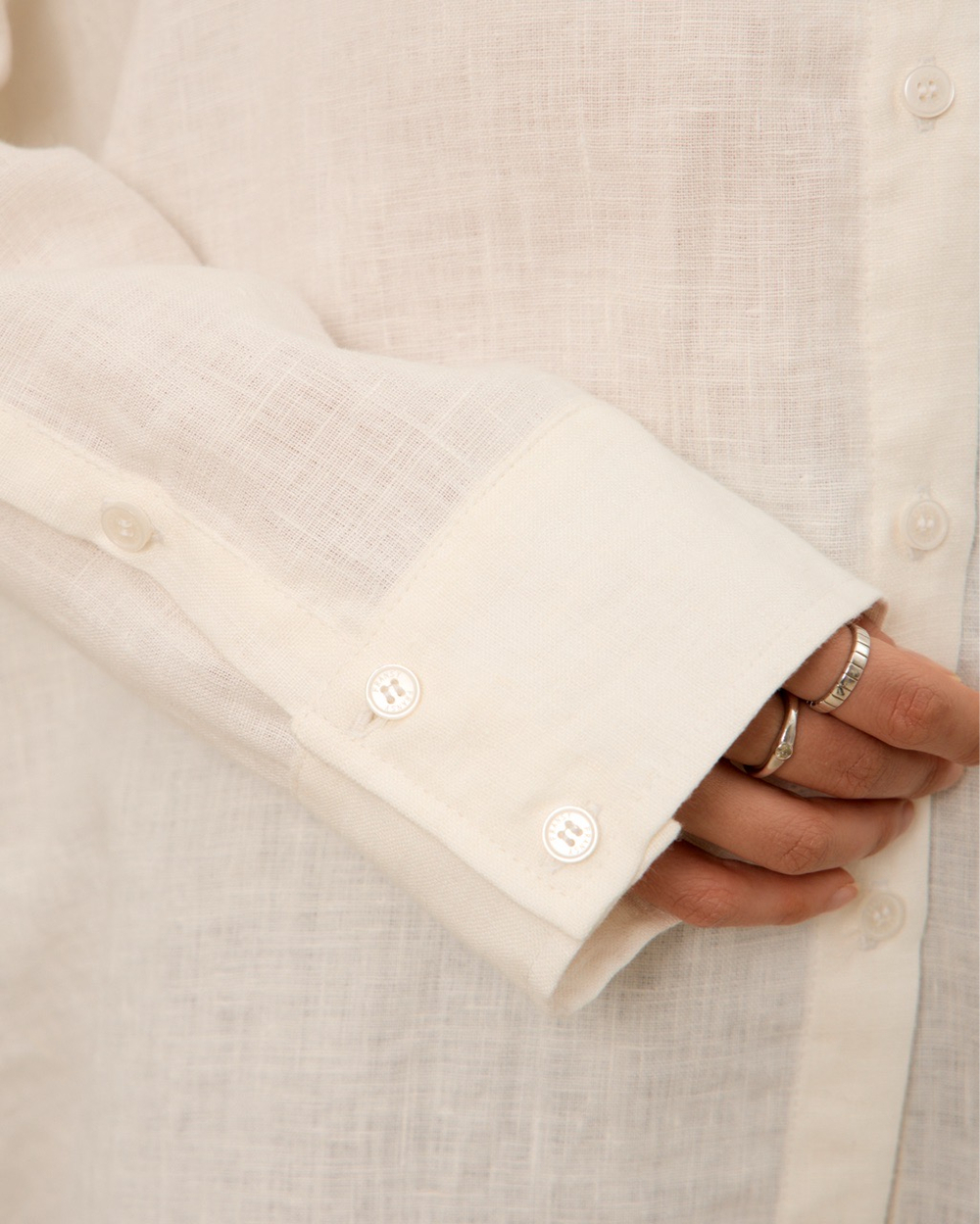 Рубашка 07, из 100% льна, молочная