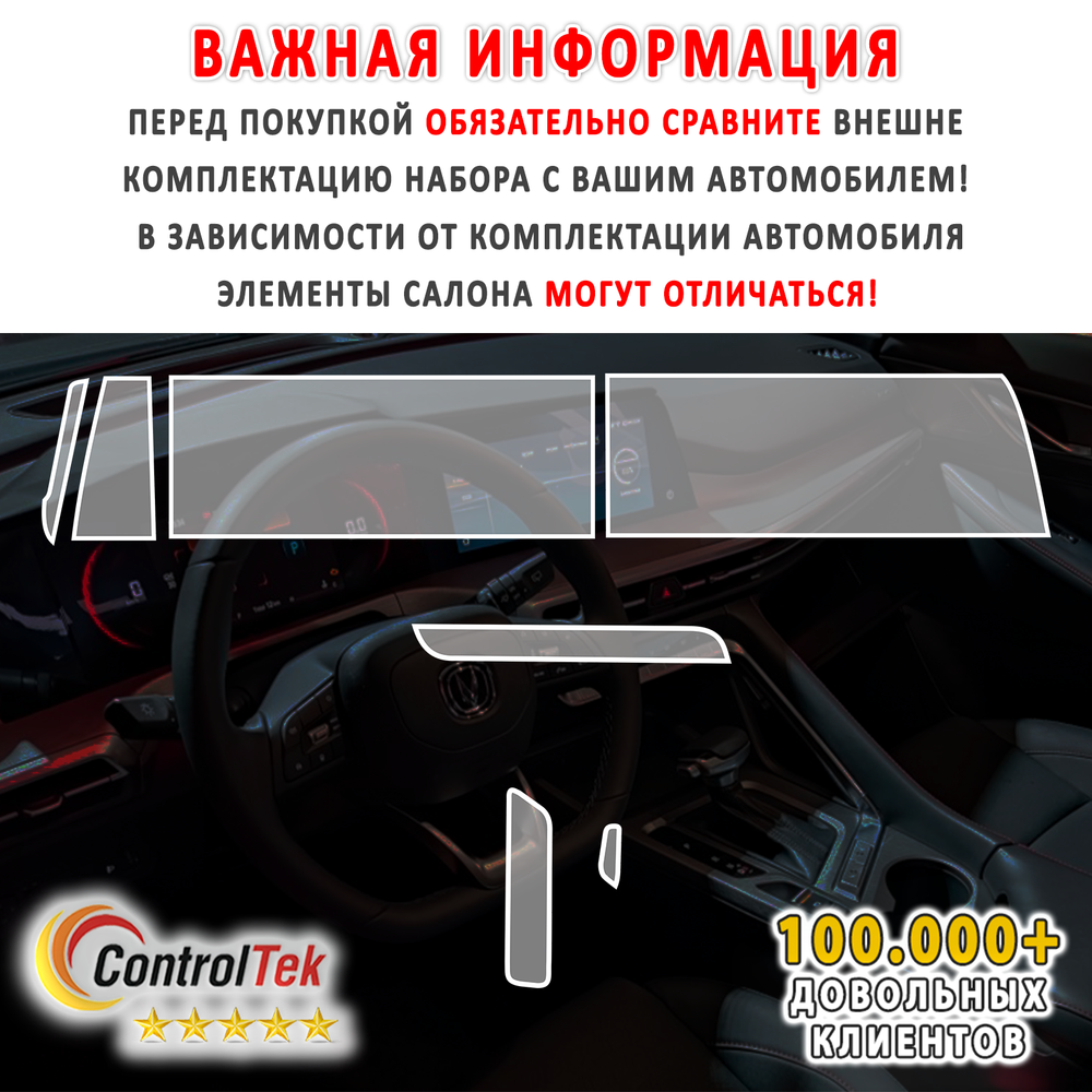 Changan CS35 PLUS (2021) - комплект защитных матовых пленок 4 в 1. Пленка защитная ControlTek HYBRID со слоем TOP COAT. Толщина: 6 mil. (175 мкм.)