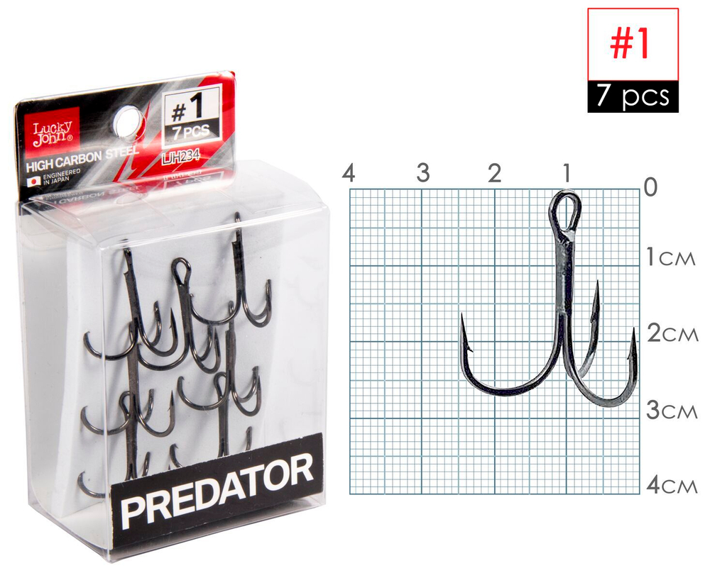 Крючки-тройники LUCKY JOHN Predator LJH234 №1, 7 шт