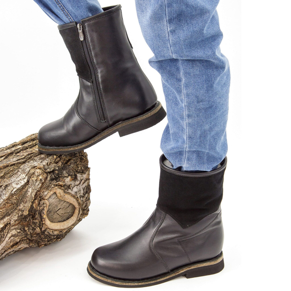 Унты укороченные мужские из кожи теленка и замши