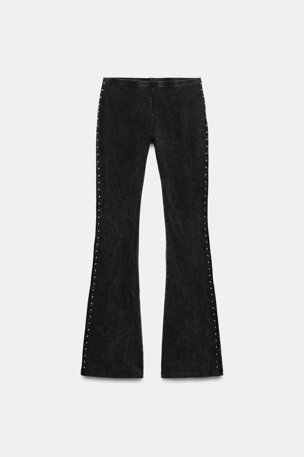 ZARA РАСКЛЕШЕННЫЕ БРЮКИ С ЗАКЛЕПКАМИ, УГОЛЬНЫЙ