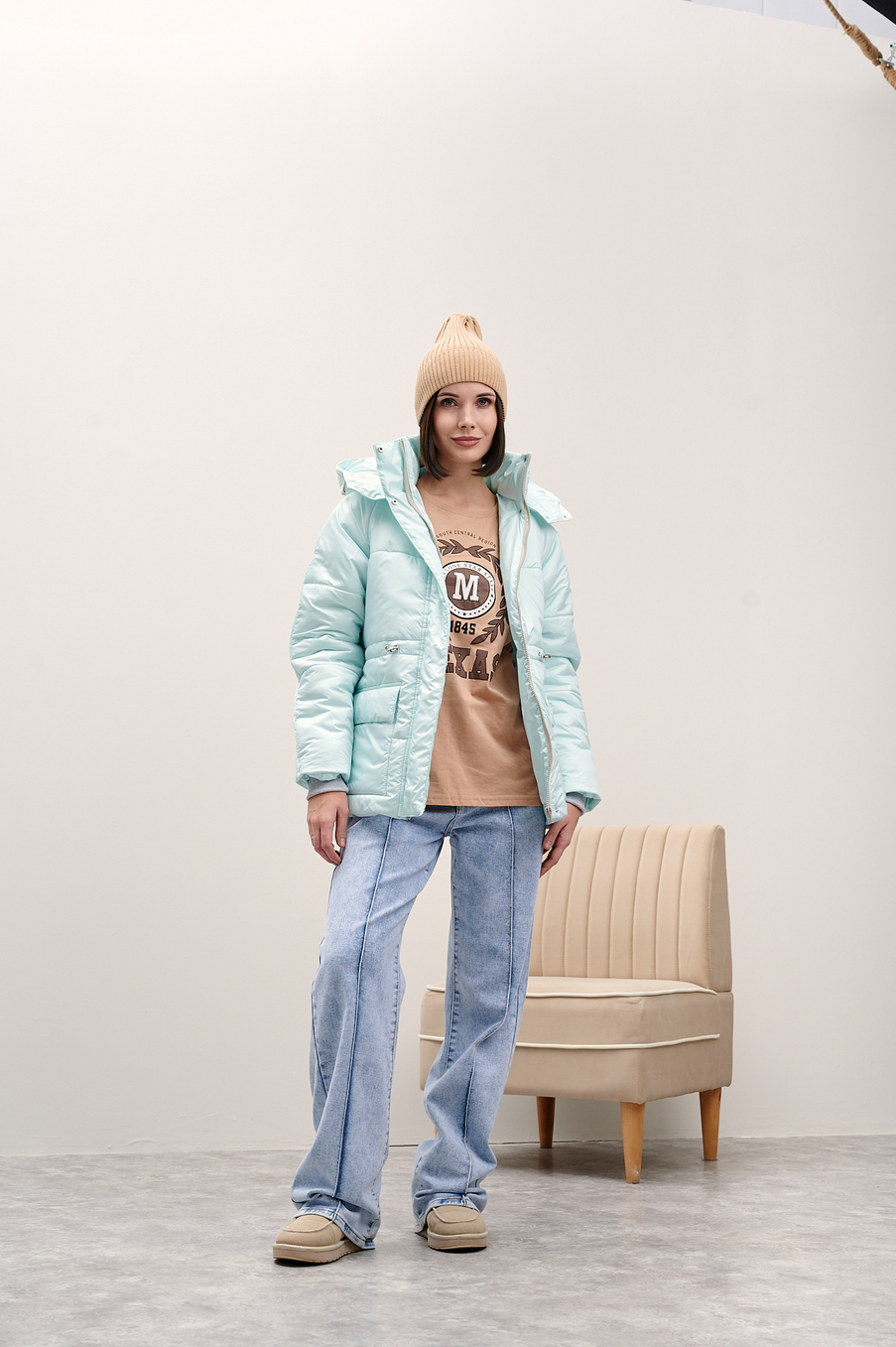 Куртка женская зимняя "Лео" мята
