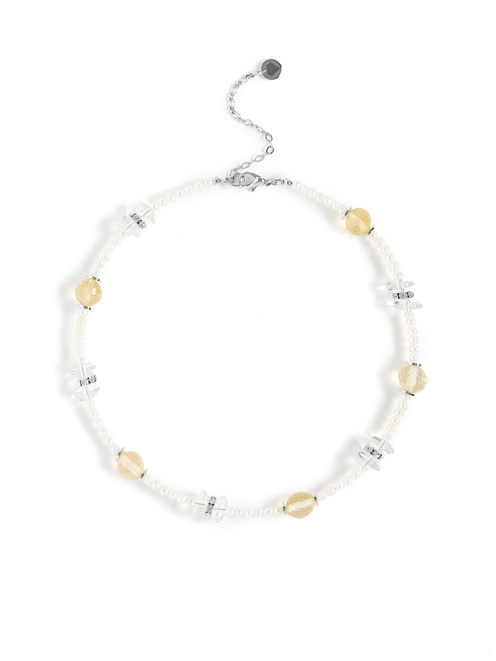 Колье "Citrine pearl" Silver