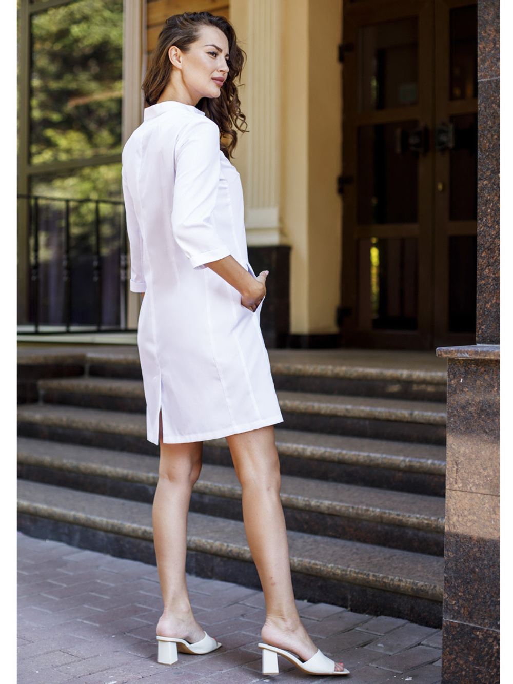 Белый медицинский халат Х-253|MediS.moda