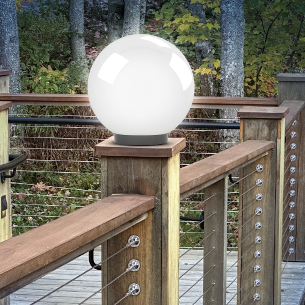 Садово-парковый светильник ЭРА НТУ 02-60-201 шар опаловый призма на опору / кронштейн IP44 Е27 max60Вт d200mm | Садово-парковые светильники