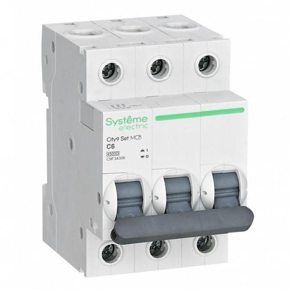 Автоматический выключатель City9 Set 6А С 3П 4,5кА Systeme Electric (автомат электрический) C9F34306