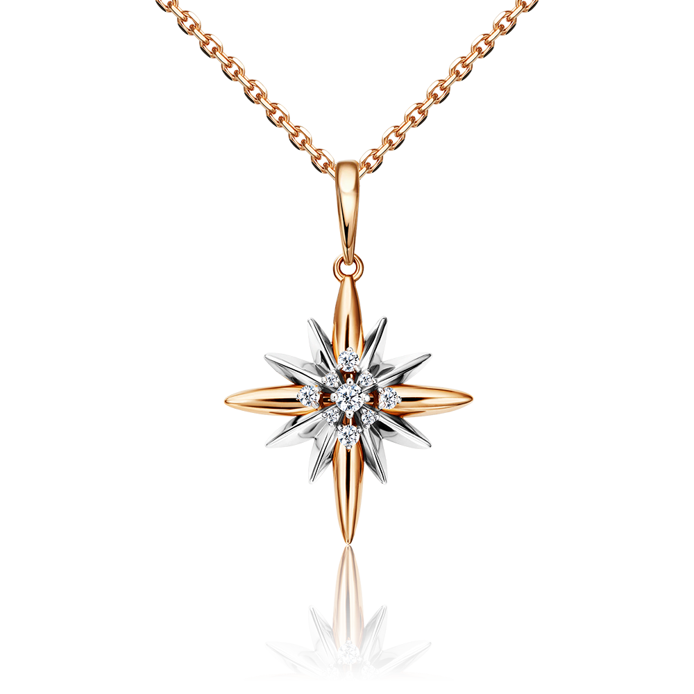 Подвеска «Вифлеемская звезда» из комбинированного золота с фианитами