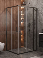Душевой уголок Cezares MOLVENO-AH-21-90+30-C-GM-IV, 120х90х195, профиль оружейная сталь, прозрачное стекло