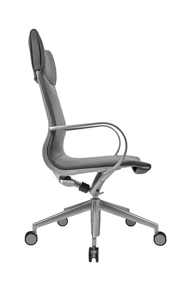 Кресло Mercury HB серая кожа, матовый алюминий