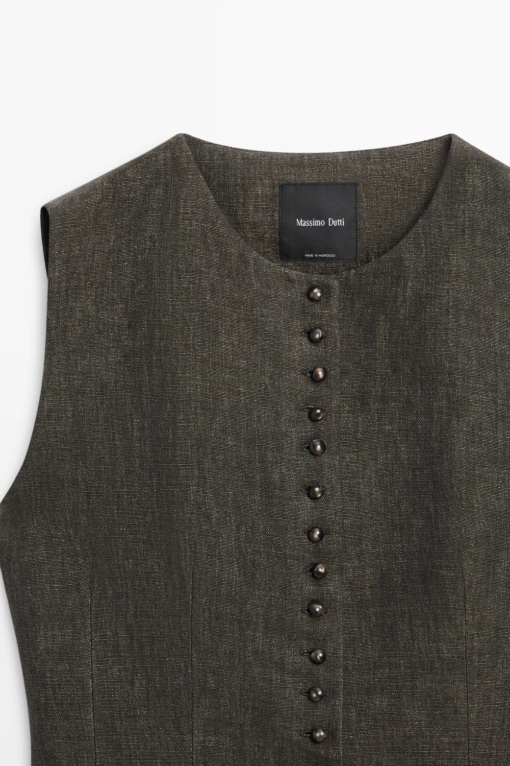 Жилет из 100% льна с пуговицами - MASSIMO DUTTI