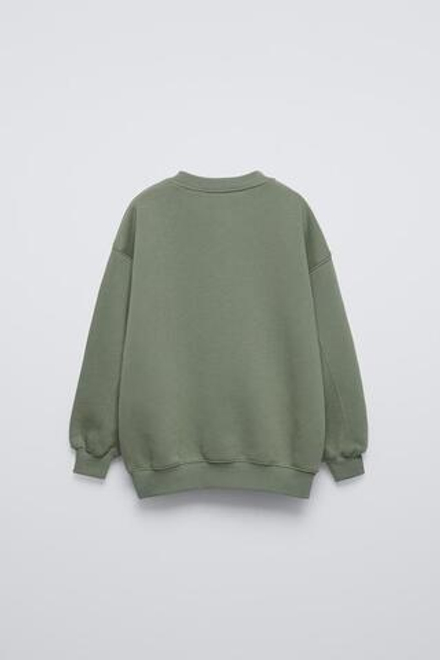 ZARA ТОЛСТОВКА С РЕЛЬЕФНОЙ НАДПИСЬЮ, МЯГКИЙ ЗЕЛЕНЫЙ