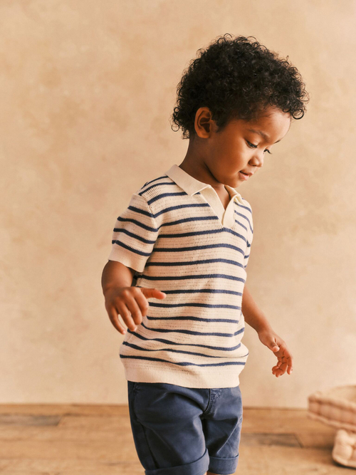 Поло вязаное для мальчика Next 948-960, Светло-бежевый, Синий