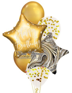 Фонтан шаров "Gold Happy Birthday"