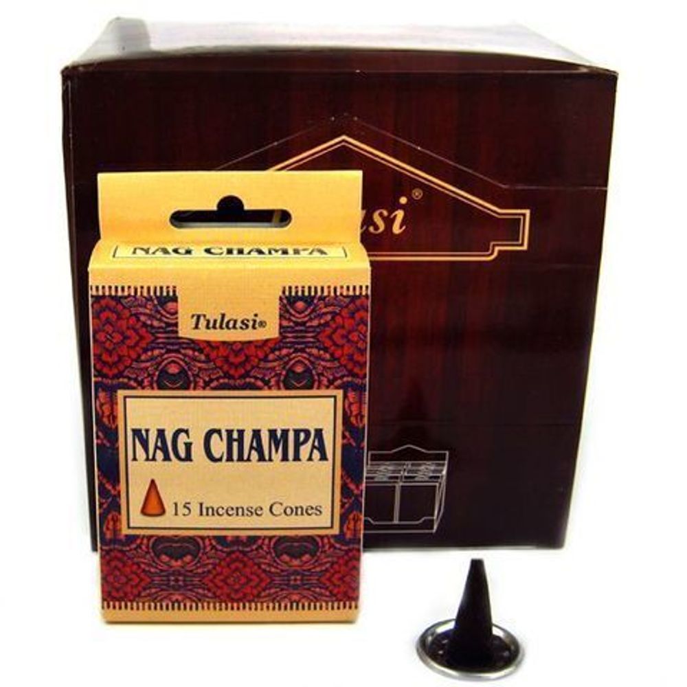 Tulasi Nag Champa Благовоние-конус Наг Чампа, 15 шт