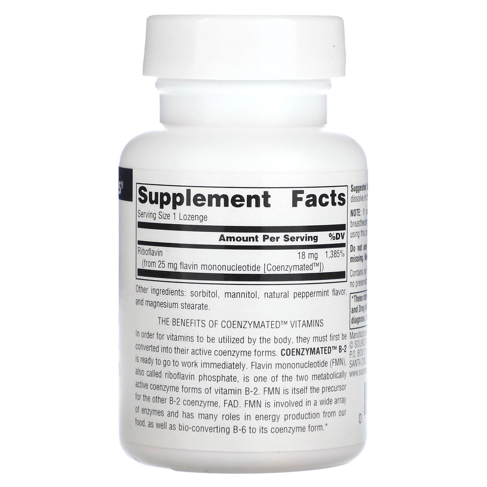 Source Naturals, Coenzymated, витамин B2, 18 мг, 60 пастилок