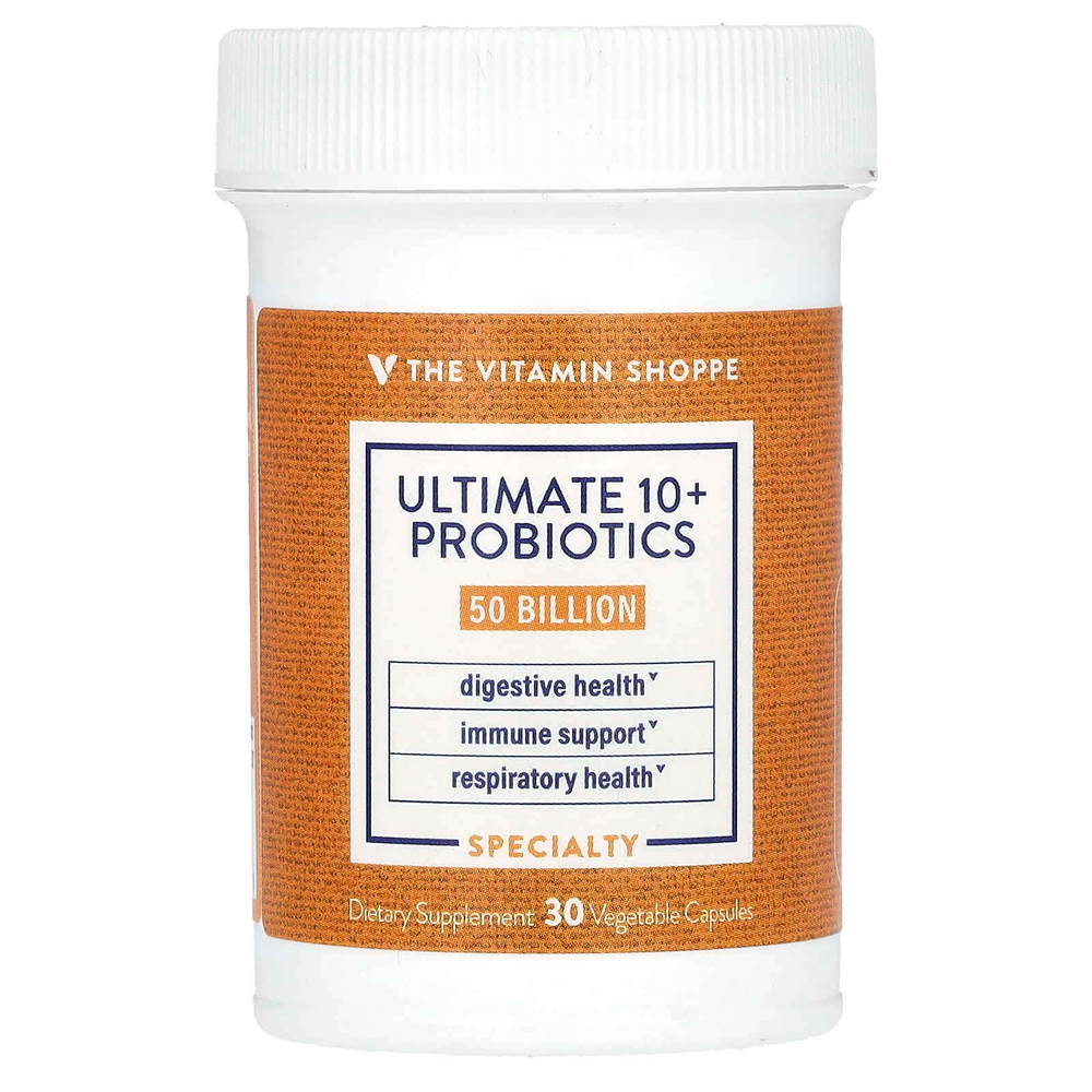 The Vitamin Shoppe, Ultimate 10+, пробиотики, 50 млрд, 30 растительных капсул