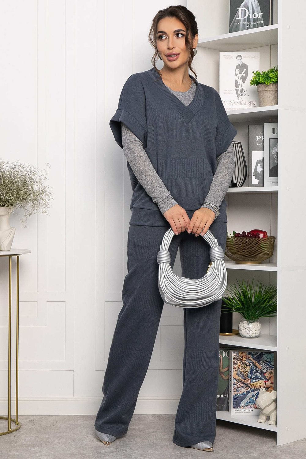 Костюм трикотажный Уютный шарм (серо-синий) К14251-5М LT Collection