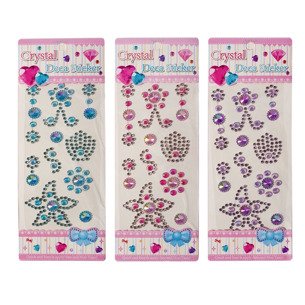 Наклейки-стразы Alingar, акриловые, "Морская звезда", синий, розовый, фиолетовый, пакет с европодвесом