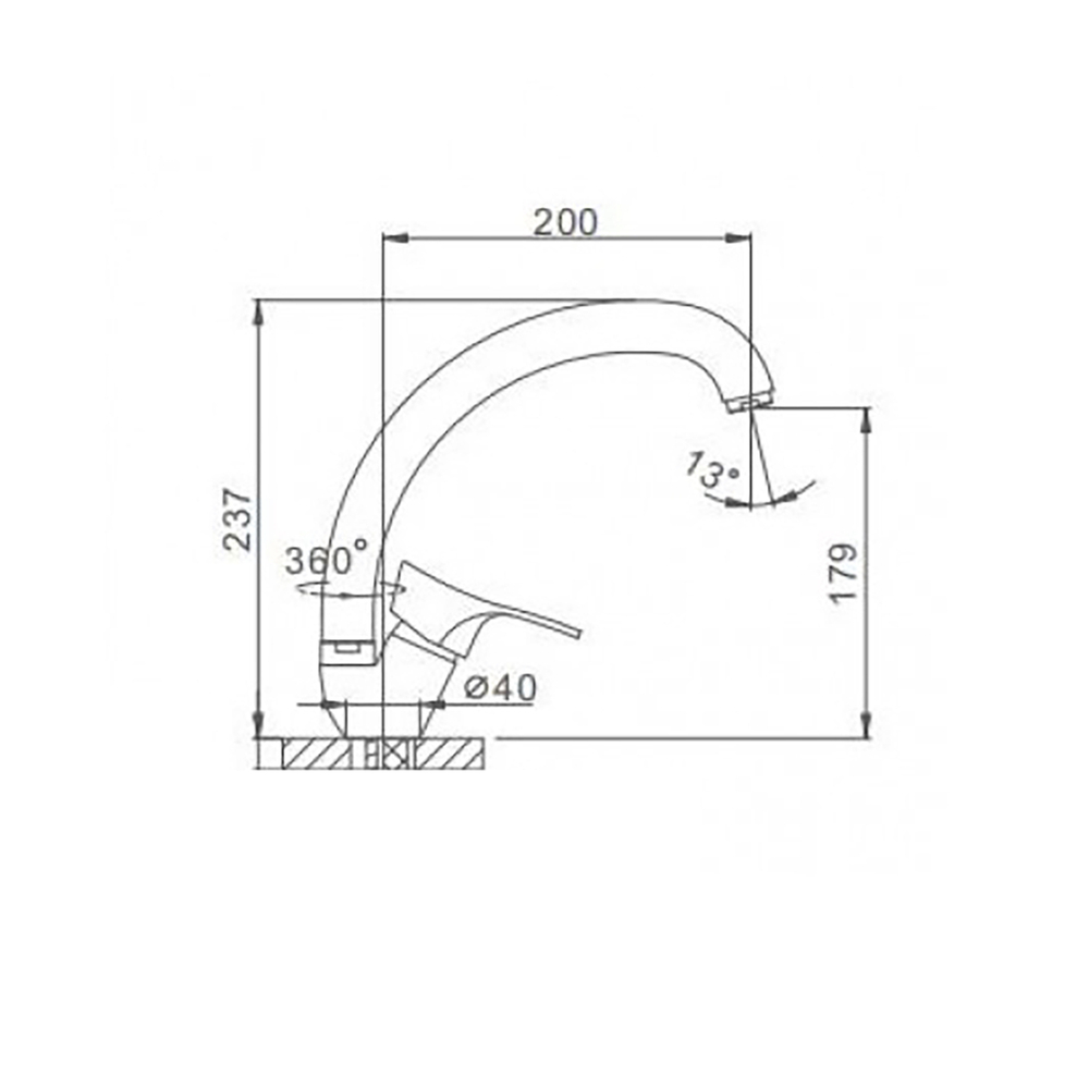 Смеситель для кухни 35к F4114-2 FRAP (выс.пов.излив, п/гайку, хром, силумин)