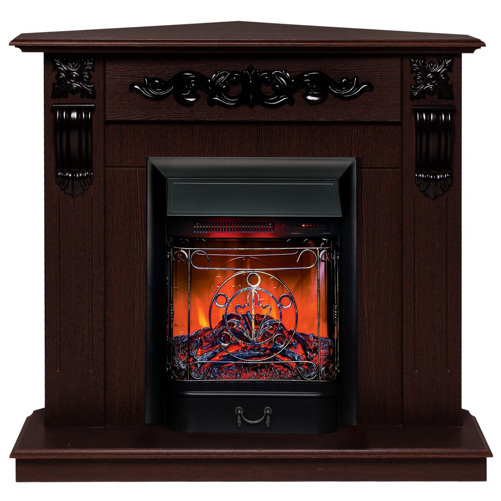 Электрокамин RealFlame Dominica Corner DN орех с очагом Majestic Lux Black RC