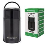 Термос 1 л для еды/напитков с широким горлом, BOOMHOUSE (БУМХАУС) LUNCH, нержавеющая сталь SUS304, черный, 700327