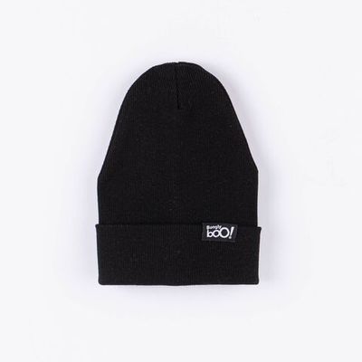 Two-ply jersey hat &amp; snood set - Black