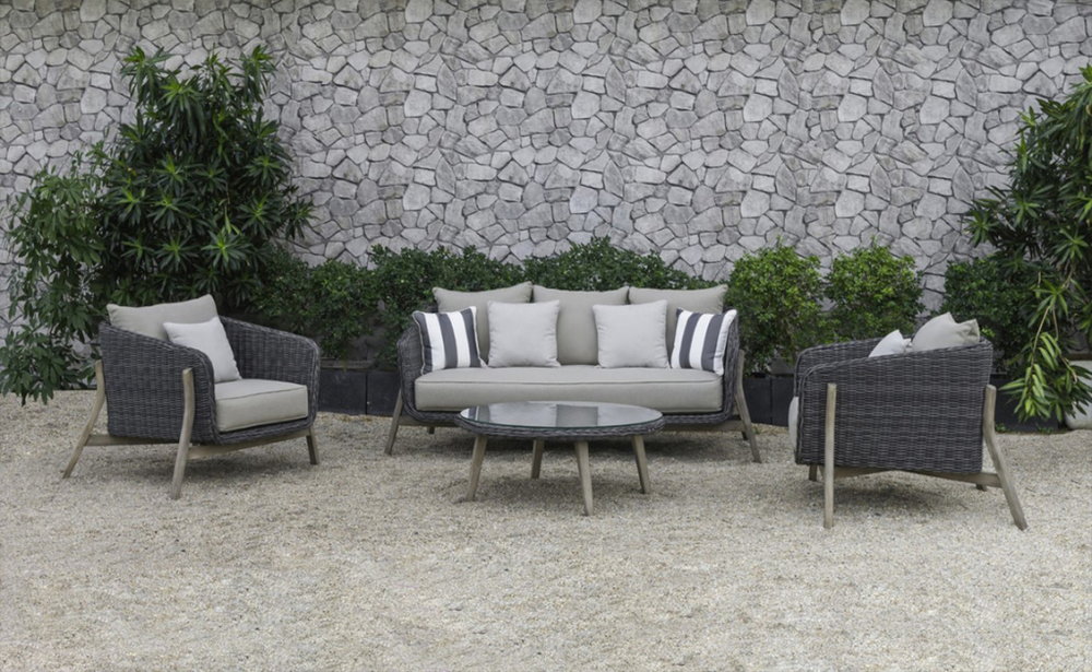 Комплект плетеной мебели Tagliamento Jura, серый, натуральный