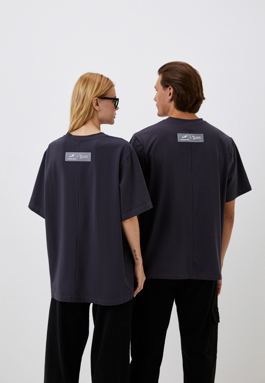 Футболка оверсайз с текстурным принтом, цвет темно-серый