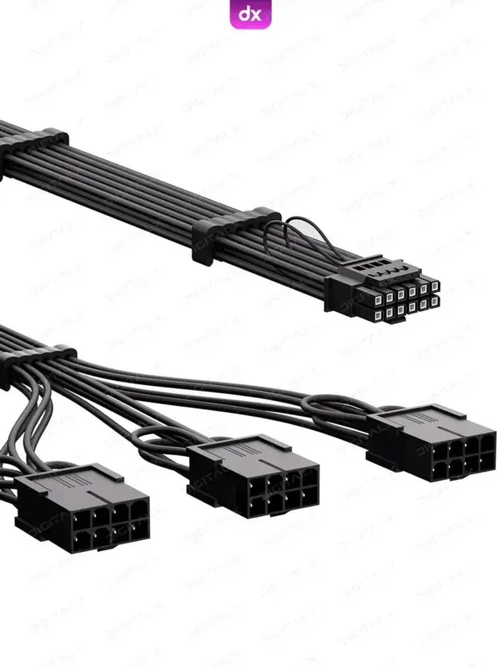 Кастомный удлинитель кабеля видеокарты, GPU, 12VHPWR (1x3), черный