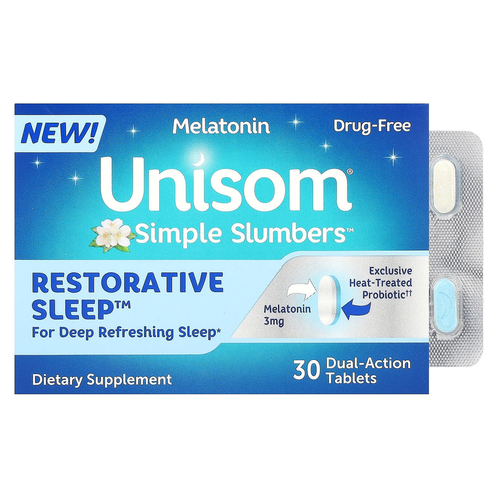 Unisom, Simple Slumber, восстанавливающий сон, 30 таблеток двойного действия