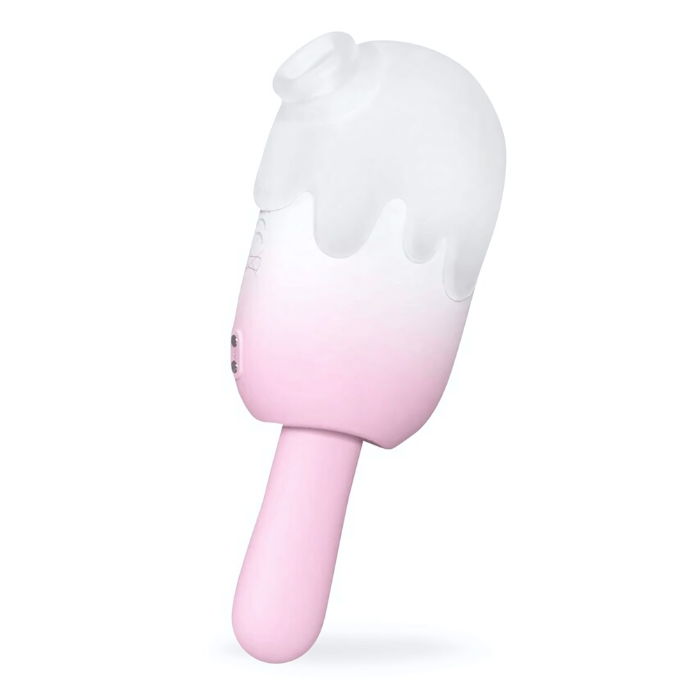 Нежно-розовый клиторальный вибромассажер Bite Me - 14,8 см. (Цвет: белый с розовым)
