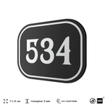 Номерок на дверь квартиры 534, для кабинета, офиса, шильдик 9 х 7 см, черный, Айдентика Технолоджи