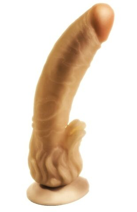 Гелевый фаллоимитатор на присоске с наростами для массажа клитора - 23,5 см.