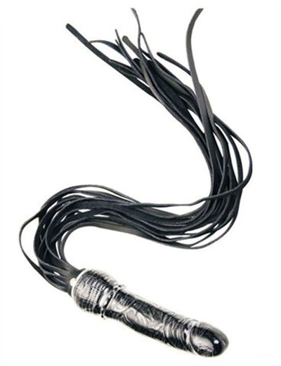 Черная плеть с рукоятью-фаллосом - 74 см. (Цвет: черный)